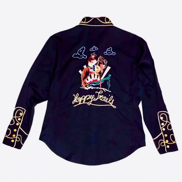 Scully Tops - Vintage Scully✨ Happy Trails ✨ Pearl Snap Embroidered Western Shirt ✨ Size XL